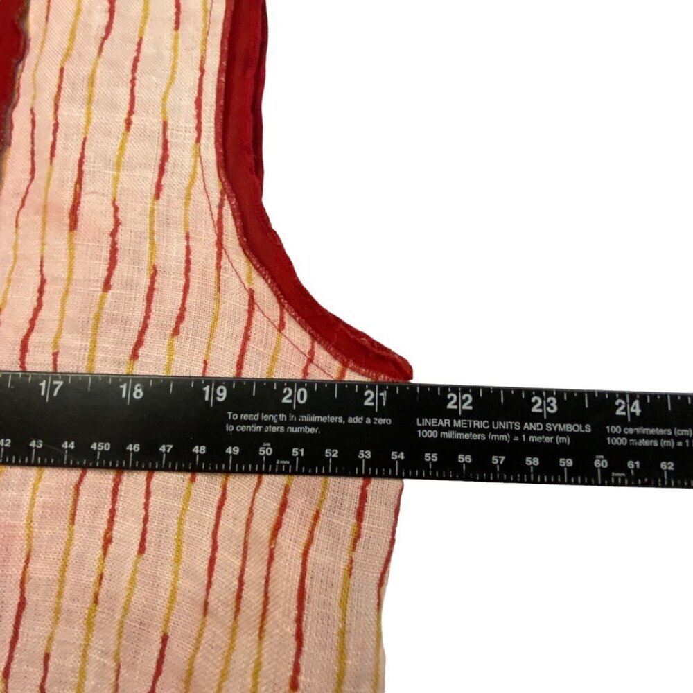 Vtg SOPHIE FINZI NY Women Washed Linen Top Sz L Red Stripe Sleeveless Snap Front - Picture 5 of 10